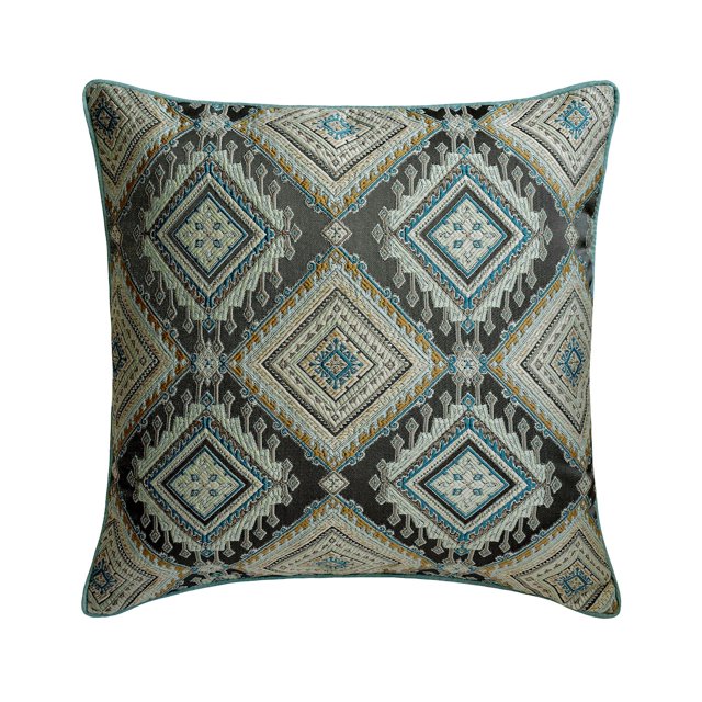 Cushion Covers For Chairs, Blue 16"x16" (40x40 cm) Pillow Covers, Jacquard Silk Aztec Pattern Throw Pillows For Sofa, Aztec Pattern Contemporary Style - Aztec Invent