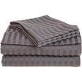thumbnail image 1 of 600 Thread Count 100% Egyptian Cotton 4-Piece Bed Sheet Set (1 Flat, 1 Fitted Sheet, 2 Pillow Covers) 24 Inches Deep Pocket Size Stripe Pattern, 1 of 5