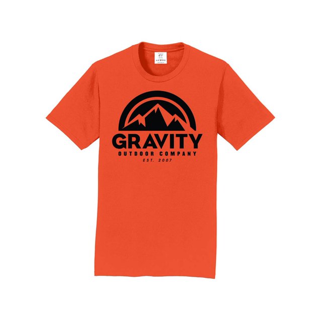 Gravity Outdoor Co. T-Shirt à Manches Courtes - Orange - Logo Noir - TG