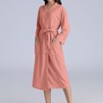 thumbnail image 2 of Robes for Women Waffles Knit Solid Color Long Bathrobe Soft Lightweight Unisex Spa Robe Loungewear Pajama Skirt Lady XL, 2 of 5