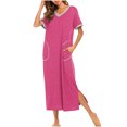 thumbnail image 1 of Birdeem Chemise de Nuit pour Femmes à Manches Courtes, Nuisette Ultra Douce, Robe de Nuit Pleine Longueur, 1 of 1