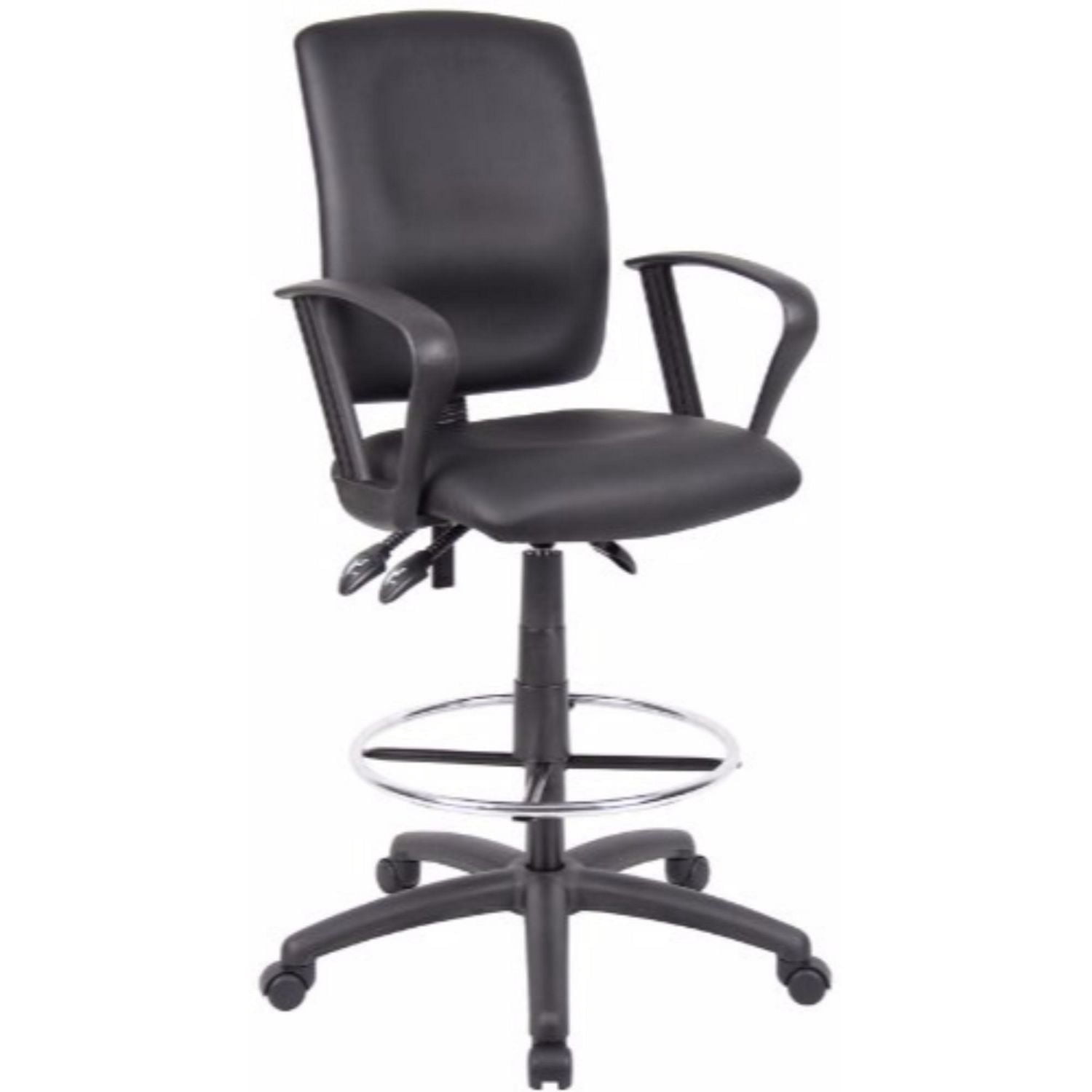 Nicer Furniture Leatherette Ergonomic Black Drafting Chair with Arms