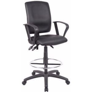 Nicer Furniture Leatherette Ergonomic Black Drafting Chair with Arms