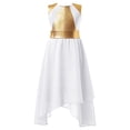thumbnail image 1 of Raenseen Robe de Danse Sans Manches Métallique pour Filles, Ourlet Irrégulier, Blanc 8, 1 of 5