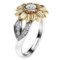 thumbnail image 2 of EGNMCR Rings Exquisite Women's Two Tone Floral Ring Round Sunflower Jewel ring, 2 of 5