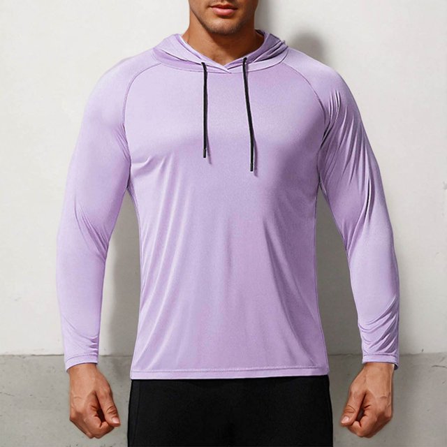 Gym Shirts for Men Long Sleeve UPF 50+ Sun Shirts Compression Fit Fishing Shirt Raglan Quick Drying Workout Hoodies