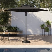 commercial patio table with umbrella Commercial Tempered Glass and Steel Patio Table with Umbrella Hole - N/A