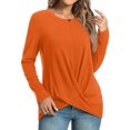 thumbnail image 4 of Hauts Tuniques d'Automne pour Femmes pour Porter avec des Leggings, Blouse à Manches Longues à Torsade devant, Décontractée, Coupe Ample, Col Ras du Cou, T-shirts de Noël, 4 of 7