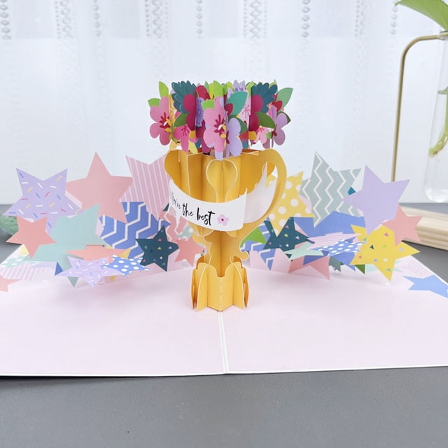 Fiudx Valentine'S Day Three-Dimensional Greeting Card, Love Blossoms Tree Paper Sculpture, Christmas Blessing Message, Thank You Card
