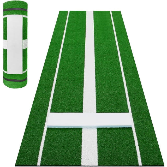 10 x 3 FT Softball Pitching Mat - Anti Slip Turf Practice Mat with Integrated Pitching Mound for Indoor and Outdoor Training