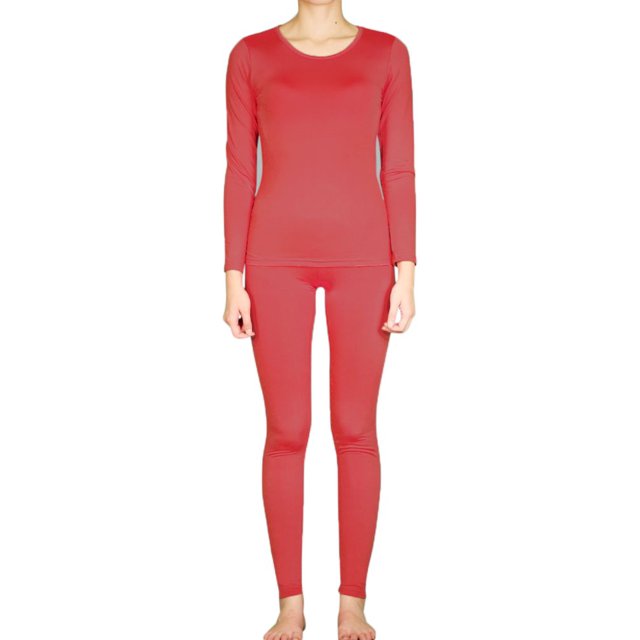 LAVRA Womens Microfiber Long Johns Thermal Underwear Two Piece Set -Small-Red