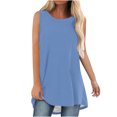 thumbnail image 1 of Timegard Womens Long Tank Tops Round Neck Sleeveless Solid Color Casual Loose Top Basic Tshirts Blouse, 1 of 6