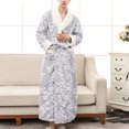 thumbnail image 2 of Penkiiy Mens Plush Bathrobe Warm Fleece Soft Long Robe Fuzzy Full Length Gown Shower for Mmen M Silver, 2 of 4