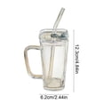 thumbnail image 3 of Tasse d'Eau en Verre avec Poignée, Couvercle et Paille Réutilisable, Tasse à Boisson en Verre Trempé Transparent Sans Plomb, 250 ml, 3 of 7