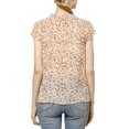 thumbnail image 3 of INSPIRE CHIC Valentine's Day Women's Floral Blouse Short Cap Sleeve Chiffon Casual Ruffle Tops S Apricot, 3 of 8