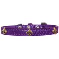 thumbnail image 1 of Bronze Fleur de Lis Widget Croc Chien Collier Violet Taille 16, 1 of 1