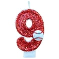 thumbnail image 2 of Baseball Glitter Birthday Cake Candle, Number Topper Decor for Sports Themed Party, 2 of 4