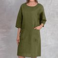 thumbnail image 1 of Mefallenssiah Mode Féminine Casual Printemps Été Manches Courtes Tour de Cou Genou-Haut Robe, 1 of 1