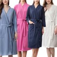 thumbnail image 3 of Dalazy Women Water Absorption Bath Robe Solid Waffle Bathrobe Spa Home Dress Nightgown, 3 of 9