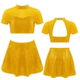 thumbnail image 1 of Hansber Robe de Danse Jazz Lyrique à Sequins pour Filles 2 Pcs Crop Top Contemporain Dos Ouvert avec Jupe Or 4, 1 of 6