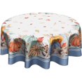 thumbnail image 1 of Blue Pumpkin Fall/Autumn Tablecloth Fall Leaf Round Tablecloth 60 Inch Thanksgiving Harvest Table Cloth for Farmhouse Kitchen Decor Polyester Fabric Autumn Table Cover for Party Outdoor Camping, 1 of 6