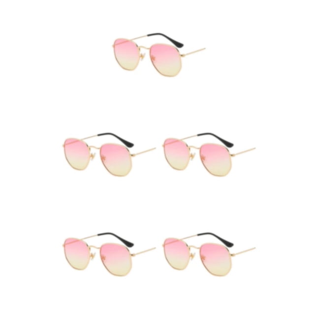 Redempat Fashionable Polarized Lens Small Frame Sun Glasses For Trendy Style gold pink yellow C15 5Set