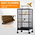 thumbnail image 3 of GloryStar 40" Wrought Iron Parrot Cage with Openable Play Top, Rolling Stand, Slide-Out Tray, Feeders, and Detachable Structure for Small and Medium Birds, 3 of 8