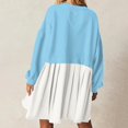 thumbnail image 5 of Womens Oversized Sweatshirt Dress Long Flowy Patchwork Pullover Tops Cute Drop Shoulder Sweatshirts Fall Long Sleeve Mini Dress Teen Girls Crewneck Solid Tunic Pleated Loose Clothing Beig, 5 of 5