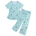 thumbnail image 3 of Yoodem Pyjamas pour Femmes Ensembles de Pj pour Femme Été Col Rond Ensemble Pyjamas Manches Courtes Pantalon Long Ensemble de Pyjama Ensembles de Pyjamas pour Dames Ensembles de Détente pour Femmes Z Bleu Clair TTG, 3 of 7