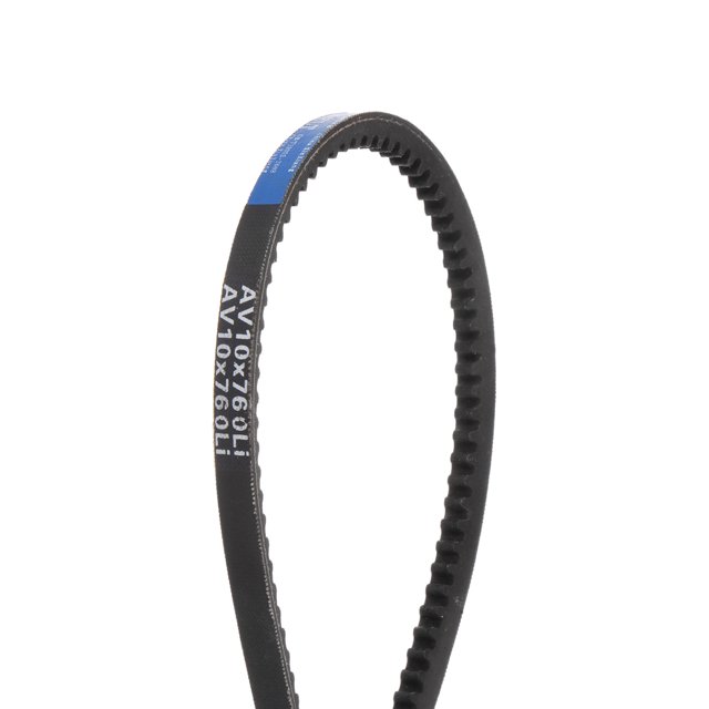 Unique Bargains 760mm inner girth cogged V belt with 10mm width, made of neoprene rubber for power transmission. Designed for high-temperature resistance, wear resistance, and oil resistance. Ideal for industrial applications, lawn mowers, tractors, snow blowers, and other drive systems.
