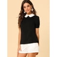 thumbnail image 2 of INSPIRE CHIC Women's Peter Pan Collar Puff Short Sleeve Tops, 2 of 6