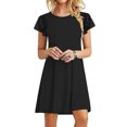 thumbnail image 2 of Birdeem Robes Mini pour Femmes Été Décontractées à Volants Manches Courtes Mignonnes Col Rond Robe Fluide avec Poches, 2 of 6