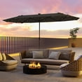 thumbnail image 2 of Patiojoy 13 FT Patio Umbrella Double-Sided Market Umbrella with 36 Solar-Powered LED Lights Cross Base Included Gray, 2 of 10
