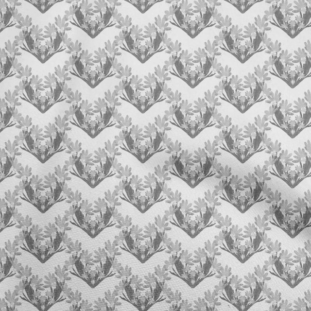 oneOone Polyester Spandex Light Gray Fabric Floral Craft Projects Decor Fabric Printed By The Yard 56 Inch Wide