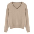 thumbnail image 4 of BLVB Chandails Chauds pour Femmes Col en V Classique Doux Chandail Confortable Ample Décontracté Manches Longues Automne Hiver, 4 of 5