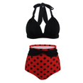 thumbnail image 2 of Womens Two Piece Swimsuits Halter Neck Top High Waisted Bathing Suits Tummy Control Bikini Swimwear, 2 of 3