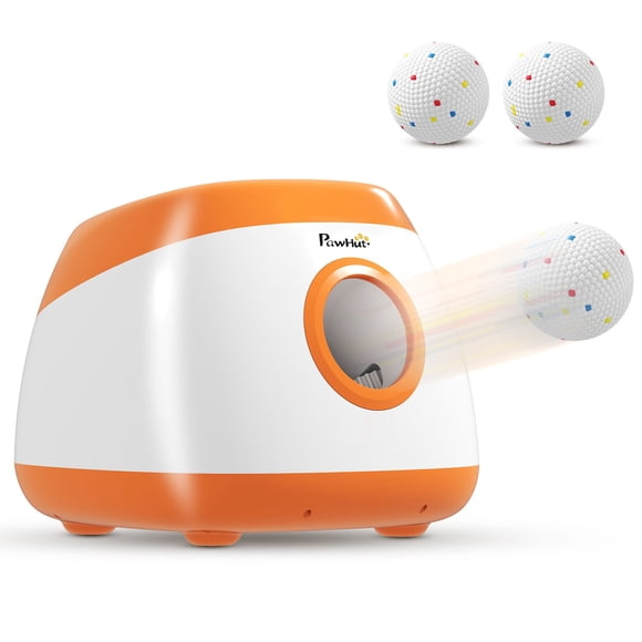 Automatic Dog Ball Launcher with 3 ETPU Balls, Adjustable 26-79ft Launch Distance, 5200mAh Rechargeable Battery, Orange Pet Fetch Toy for Medium and Large Dogs, Indoor & Outdoor Use