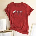 thumbnail image 2 of Qertyioot Femmes Noël Vin Verre Imprimé Manches Courtes T-shirt Décontracté Col Rond Pulls Hauts, 2 of 4