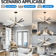 thumbnail image 2 of Linear Sputnik Chandelier, 24" Black LED Pendant Light with Adjustable Rods for Kitchen Island, Dining Room, 2 of 7