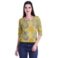thumbnail image 4 of Moomaya Printed Keyhole Neck Ring Top Casual 3/4th Sleeve Tees Tank Tunic Top, 4 of 5