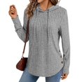 thumbnail image 2 of Chandails à Capuchon pour Femmes, Chandails Molletonnés Surdimensionnés, Chemises à Manches Longues, Chandails, Pulls d'Automne, Hauts, Gris, TG, 2 of 6