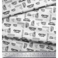 thumbnail image 3 of Soimoi White Velvet Fabric Coffee Time Text Print Fabric by Yard 58 Inch Wide, 3 of 5