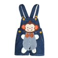thumbnail image 1 of KIDSCOOL SPACE Baby Summer Cotton Denim 3D Monkey Soft Shorts Overalls, 1 of 5
