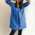 thumbnail image 4 of QIPOPIQ Womens Dresses Robe Fumée à Étages Manches Courtes Ample Décontractée Dresses Col en V Robe d'Été Unie Dresses Offres 2023, 4 of 9