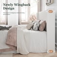 thumbnail image 4 of Amolife Queen Size Velvet Upholstered Bed with Wingback Headboard, Off-white, 4 of 9