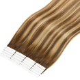 thumbnail image 3 of Lacer Tape in Hair Extensions Human Hair Straight Chocolate Brown to Strawberry Blonde Highlights with Chocolate Brown Roots Hair Extensions Tape in R#4-4/27 20 Inches, 3 of 7