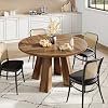 47 Inch Round Dining Table for 4-6, Wood Kitchen Table with 4 Legs Sturdy Base, Farmhouse Style Circle Dining Table for Apartment, Living Room，Walnut
