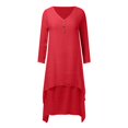 thumbnail image 4 of XDZJLR Womens Dresses formal Ladies Two Large Swing Linen Loose Long Sleeved Linen Dress, 4 of 5
