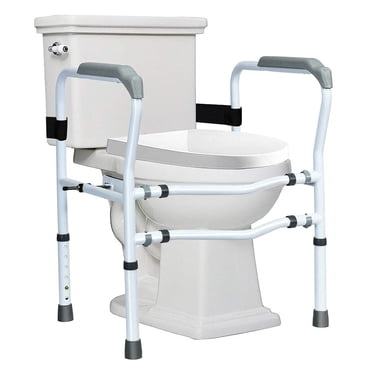 Costway Toilet Safety Frame, Stand Alone Toilet Safety Rail w/ Adjustable Height & Width