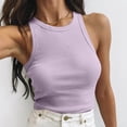 thumbnail image 2 of Yuyuzo Camisole Courte pour Femmes Décontractée Basique Sans Manches à Col Rond en Tricot Côtelé Ajustée Hauts de Sortie, 2 of 7